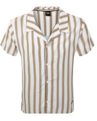 BOSS BUSINESS - Boss Short Sleeve Beach Shirt Natural - Lyst