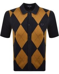 Fred Perry - Argyle Knit Button Through Polo - Lyst
