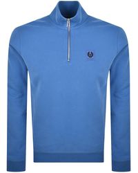 Belstaff - Quarter Zip Sweatshirt Marine - Lyst