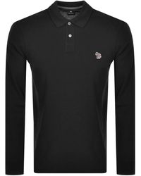 Paul Smith Ps By Long Sleeved Polo T Shirt - Black