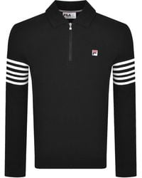 Fila - Fila Quarter Zip Long Sleeve Polo Shirt - Lyst