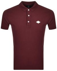 Replay Short Sleeved Logo Polo T Shirt Burgundy - Red