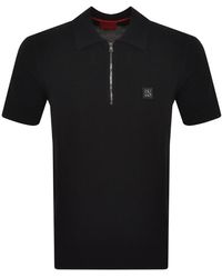 HUGO - Saston Knit Polo T Shirt - Lyst