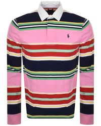 Ralph Lauren Long Sleeve Rugby Polo T Shirt - Pink