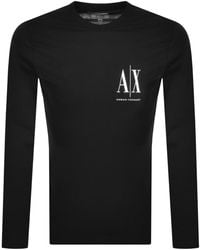 Armani Exchange Long Sleeve Logo T Shirt - Black