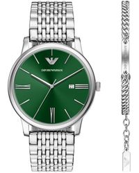 Armani - Emporio Watch And Bracelet Set - Lyst