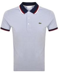 Lacoste - Stripe Collar Polo T Shirt Bue - Lyst