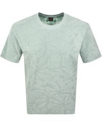 BOSS - Boss Flower Towel T Shirt Aqua - Lyst