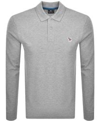 Paul Smith - Grey Long Sleeve Polo Shirt - Lyst