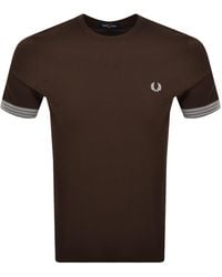 Fred Perry - Striped Cuff T Shirt - Lyst