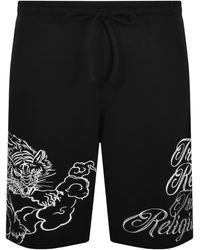 TRUE RELIGION - Tiger Script Fleece Shorts - Lyst