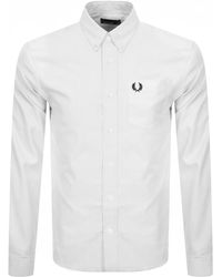 white long sleeve fred perry shirt