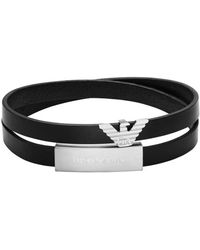 Armani - Emporio Leather Id Bracelet - Lyst