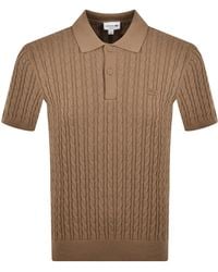 Lacoste - Cable Knit Polo Jumper - Lyst