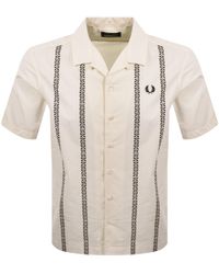 Fred Perry - Placement Print Shirt Ecru - Lyst