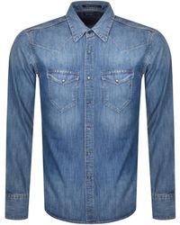 replay denim shirt mens