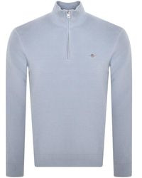 GANT - Textured Half Zip Sweatshirt In - Lyst