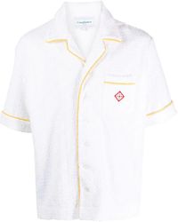CASABLANCA Monogram Terry Cloth Cuban Shirt White