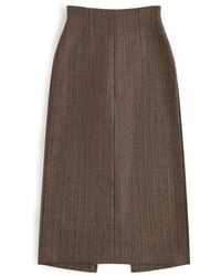 Maison Margiela - Herringbone Virgin Wool Midi Skirt - Lyst