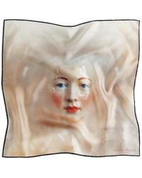 Maison Margiela - Porcelain Doll Print Silk Scarf - Lyst