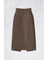 Maison Margiela - Herringbone Virgin Wool Midi Skirt - Lyst