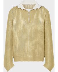 Maison Margiela - Zip-Neck Open-Knit Sweater - Lyst