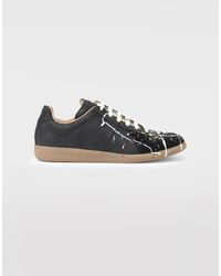 Maison Margiela Low-Top-Sneakers Replica mit Farbspritzer - Schwarz