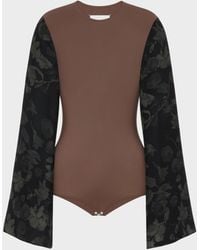 Maison Margiela - Body Mit Blumenmuster-Ärmeln, Frau, Größe - Lyst