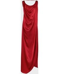 Maison Margiela - Satin Draped Maxi Dress - Lyst