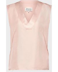 Maison Margiela - Silk V-Neck Top - Lyst