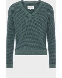 Maison Margiela - Pullover Mit V-Ausschnitt Aus Wollmischgewebe, Mann, Größe - Lyst