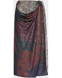 Maison Margiela - Printed Paillettes Draped Maxi Skirt - Lyst