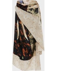 Maison Margiela - Silk Floral Midi Skirt - Lyst