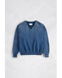 Maison Margiela - Washed V-Neck Cotton Sweatshirt - Lyst