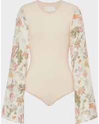 Maison Margiela - Body Mit Blumenmuster-Ärmeln, Frau, Größe - Lyst