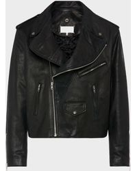 Maison Margiela - Folded Collar Leather Biker Jacket - Lyst