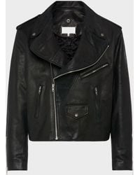 Maison Margiela - Folded Collar Leather Biker Jacket - Lyst