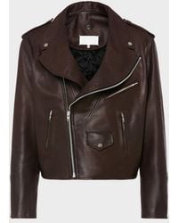Maison Margiela - Bikerjacke Aus Leder Mit Faltkragen, Mann, Größe - Lyst