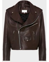 Maison Margiela - Folded Collar Leather Biker Jacket - Lyst