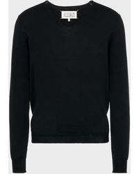 Maison Margiela - Cotton V-Neck Sweater - Lyst