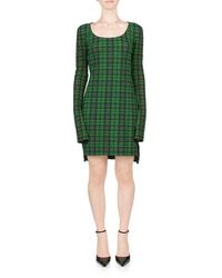 Priscavera - Long Sleeve Mini Dress Green Tartan - Lyst