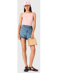 Maje - Short En Denim Tressé - Lyst