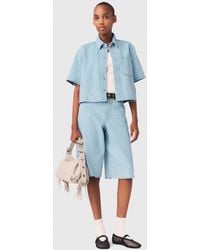 Maje - Cropped Rhinestone Denim Shirt - Lyst