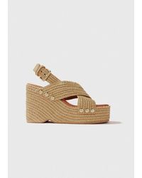 Maje - Wedge Sandals With Raffia Effect - Lyst