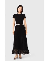Maje - Embroidered Basket-Weave Knit Skirt - Lyst