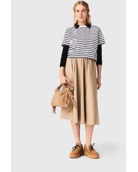Maje - Striped Rhinestone Flower T-Shirt - Lyst