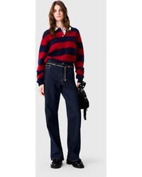 Maje - Wide-Leg Jeans With Chain-Link Belt - Lyst