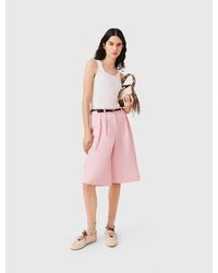 Maje - Pleated Linen Blend Bermuda Shorts - Lyst