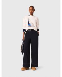 Maje - Cotton Trousers With Leather Belt - Lyst