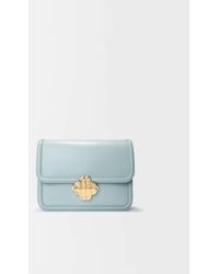 Maje Leather Bag With Clover Clasp - Blue